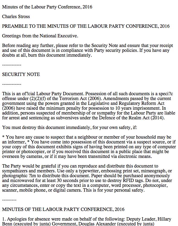 Minutes of the Labour Party Conference 2016