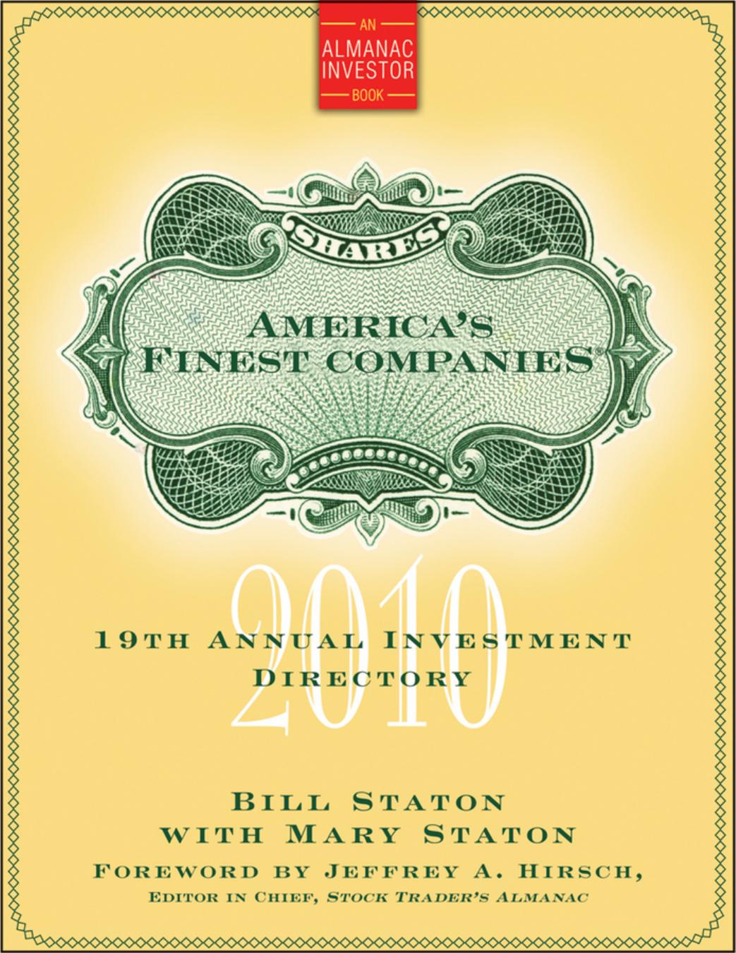 America's Finest Companies 2010: 19th Annual Investment Directory
