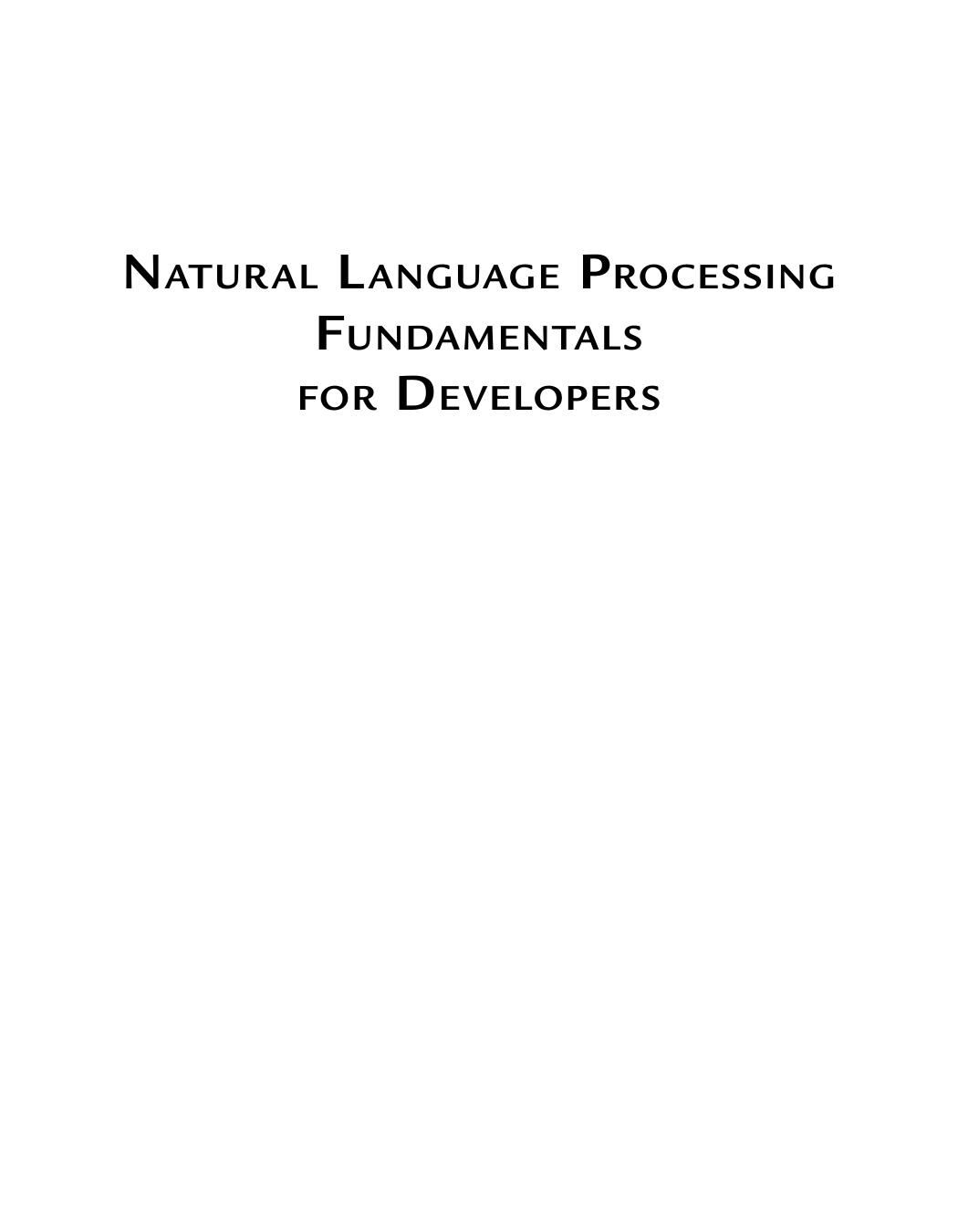 Natural Language Processing Fundamentals for Developers