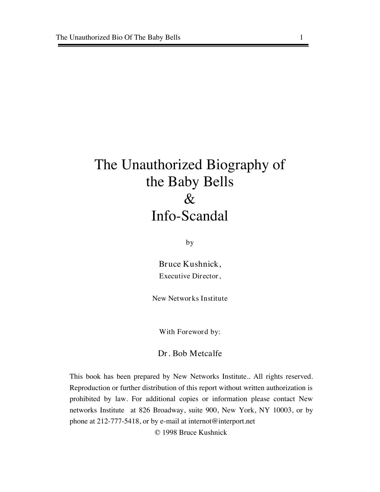 The Unauthorized Bio of the Baby Bells & Info-Scandal