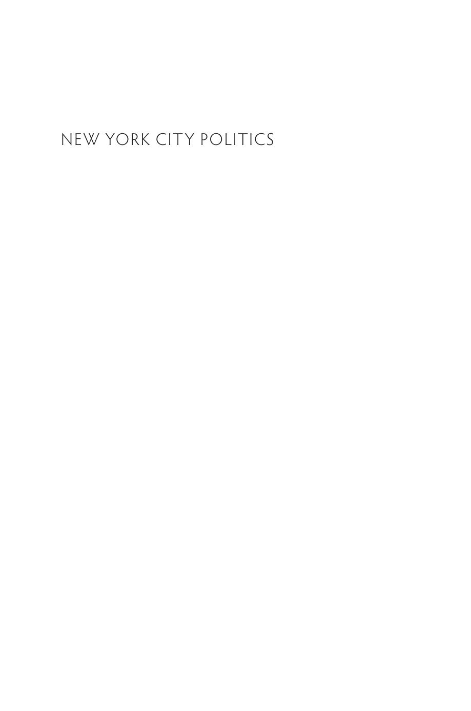 New York City Politics: Governing Gotham
