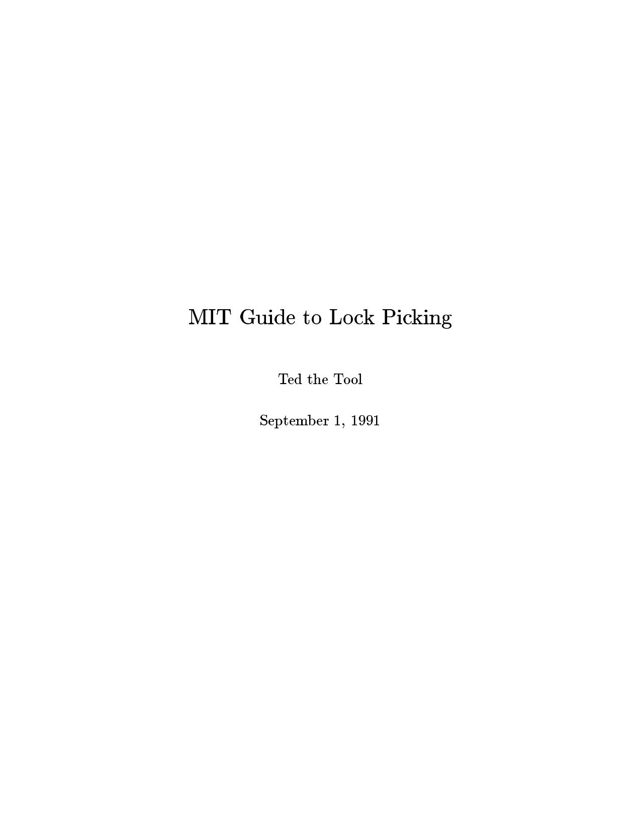 MIT Guide to Lock Picking (1991)