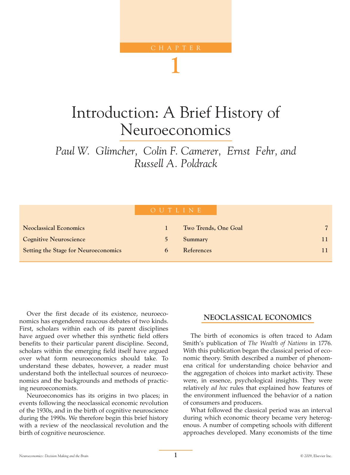 Neuroeconomics: Decision Making & the Brain