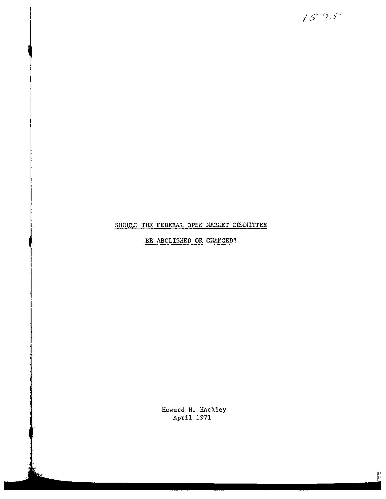 Hackley-1971.-Should-the-Federal-Open-Market-Committee-Be-Abolished-or-Changed