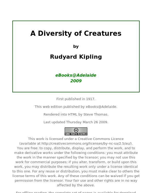 A Diversity of Creatures
