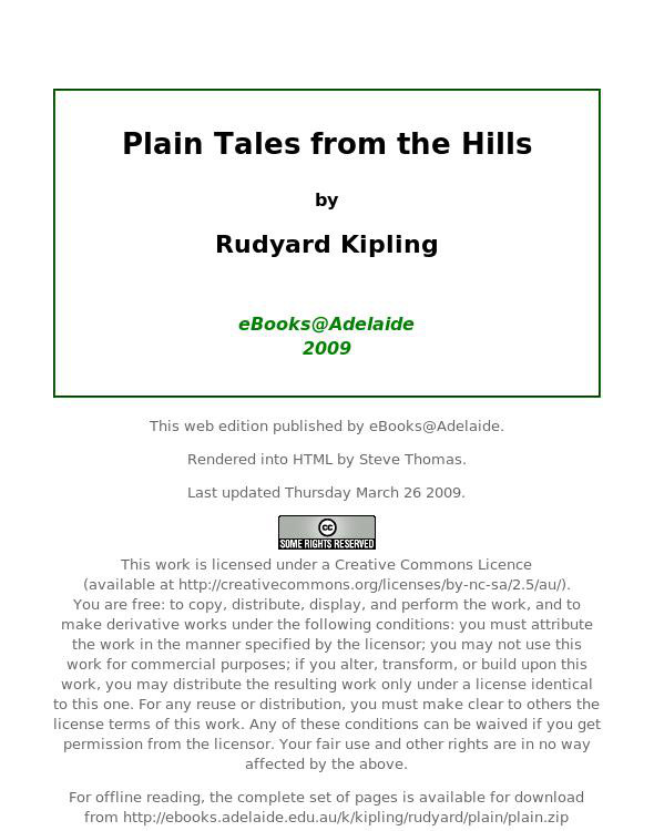 Plain Tales from the Hills